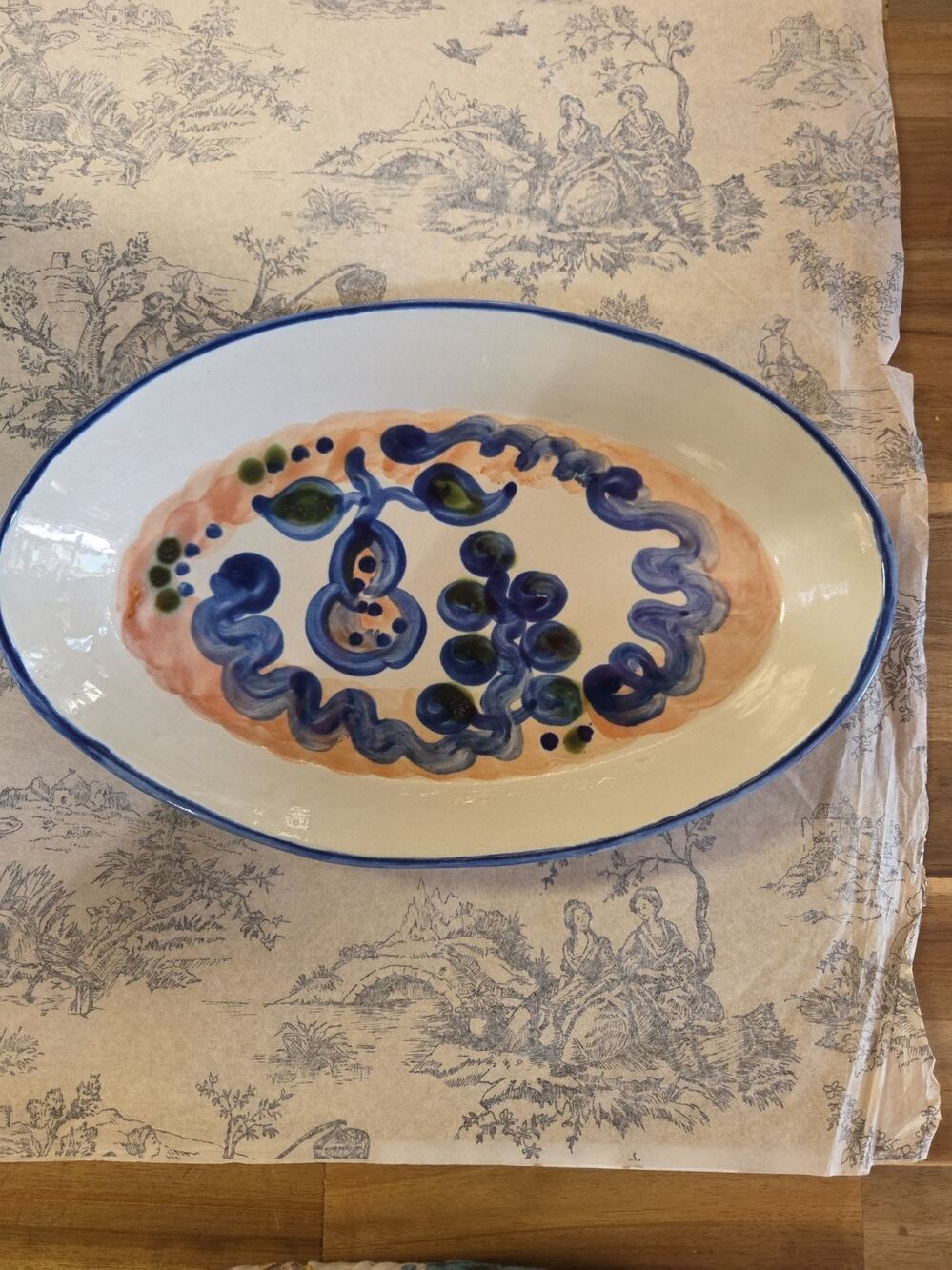 M.A. Hadley Pear Grape Fruit Motif Folk Art 1960s Serving Dish